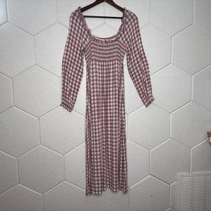 Nordstrom Lavender and White Plaid Maxi Dress - Women's Extra Small